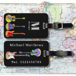 Funky Psychedelic Guitar Pop Art Music Instrument  Luggage Tag<br><div class="desc">Electric, acoustic and semi acoustic guitars adorn this funky psychedelic travel tag in vibrant pop art colours. Fully customisable using the templates. Any guitarist or musician will tell you that you can never have to many guitars. This fun colourful guitar travel tag celebrates the energy and variety of this wonderful...</div>