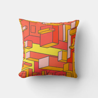 Funky Psychedelic Orange Throw Pillow
