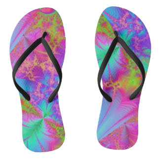 Funky Psychedelic Rainbow Colors Flip Flops
