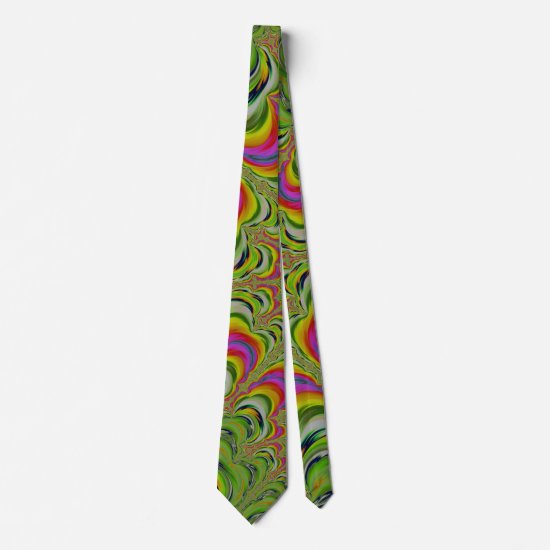 Funky Psychedelic Stripes Fractal Abstract Neck Tie