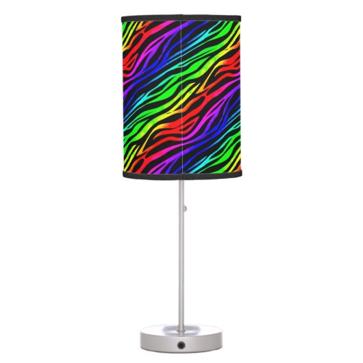 Funky Psychedelic Zebra Stripes Animal Pattern Table Lamp (Back)
