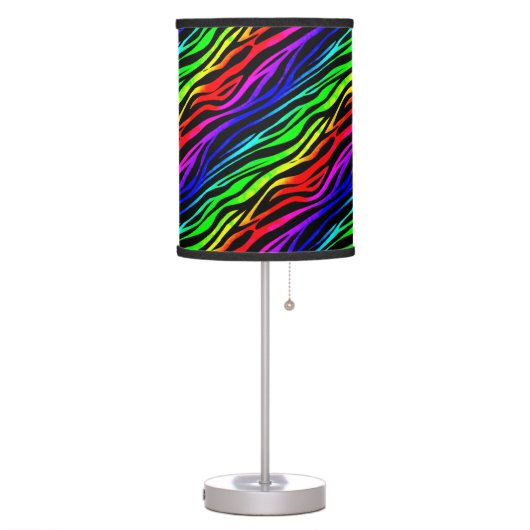 Funky Psychedelic Zebra Stripes Animal Pattern Table Lamp (Left)