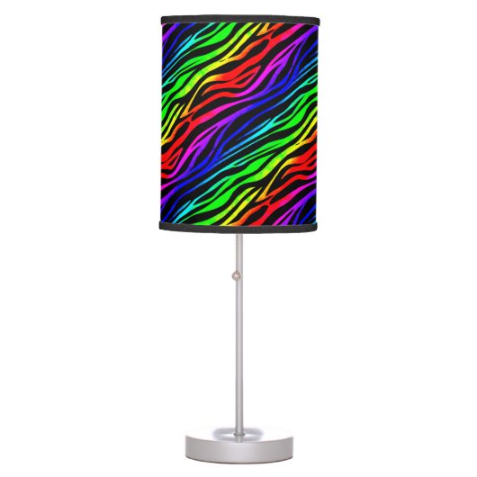 Funky Psychedelic Zebra Stripes Animal Pattern Table Lamp (Front)