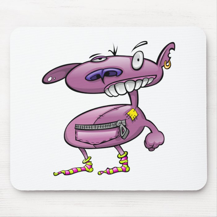 funky punk socks purple monster mouse pad