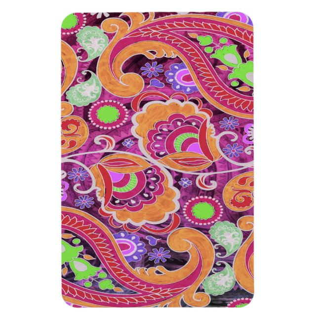 Funky Purple Abstract Retro Paisley Pattern Magnet (Vertical)