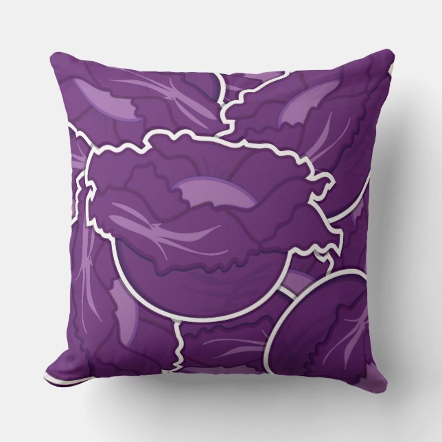 Funky purple cabbage throw pillow (Front)