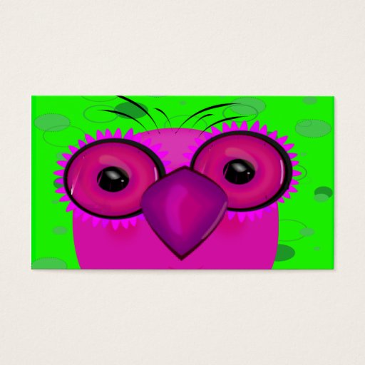 Customizable Funky Purple Cartoon Owl on Lime Green Background Business Card Templates