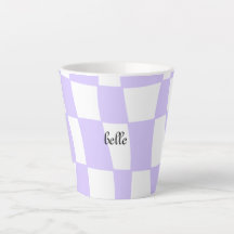 funky purple checkered latte mug