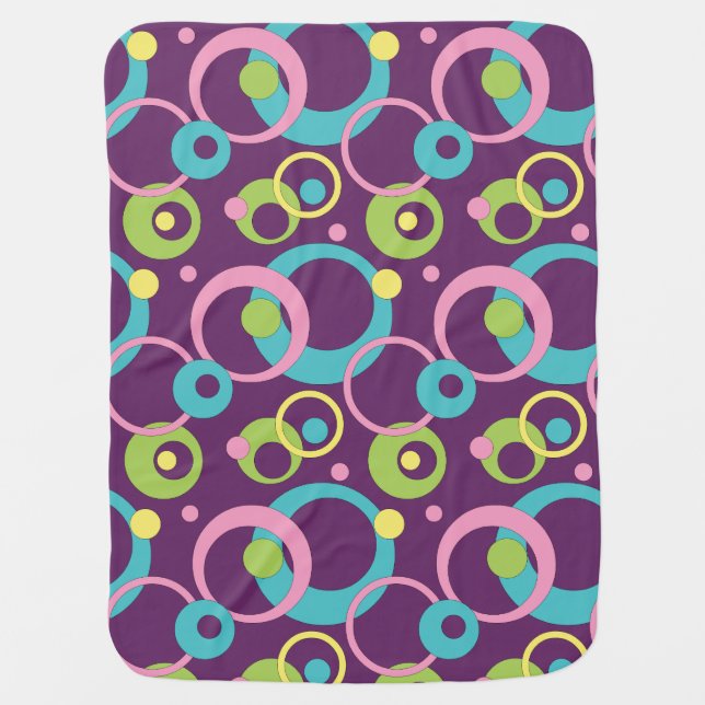 Funky Purple Circles Baby Blanket (Front)