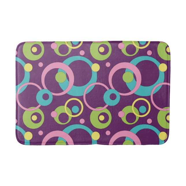 Funky Purple Circles Bath Mat (Front)