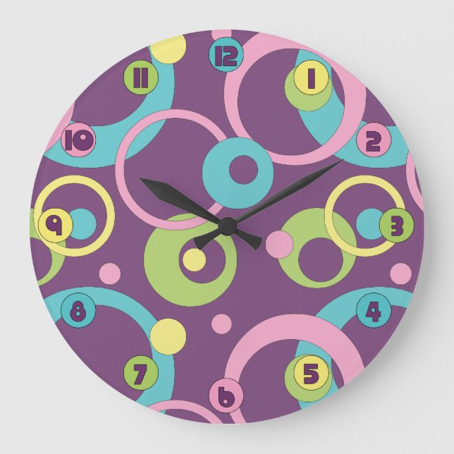 Funky Purple Circles Clock (Front)