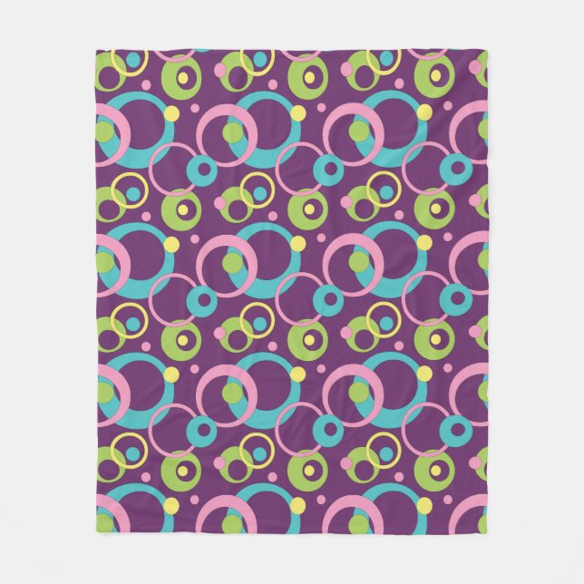 Funky Purple Circles Fleece Blanket (Front)