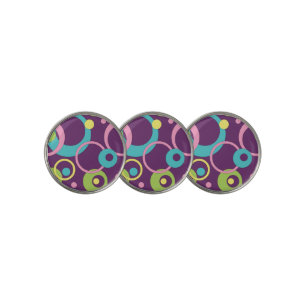 Funky Purple Circles Golf Ball Marker