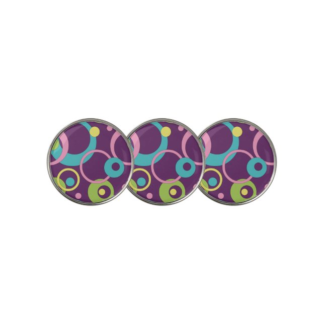 Funky Purple Circles Golf Ball Marker (3 Up)