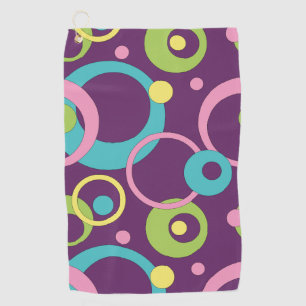 Funky Purple Circles Golf Towel