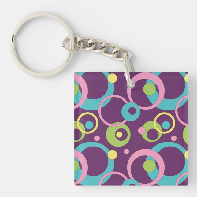 Funky Purple Circles Keychain (Front)