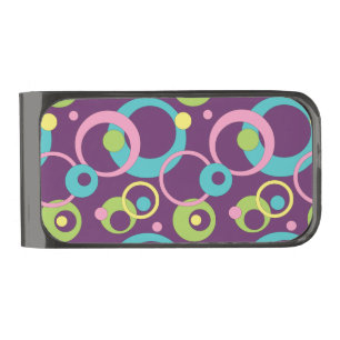 Funky Purple Circles Money Clip