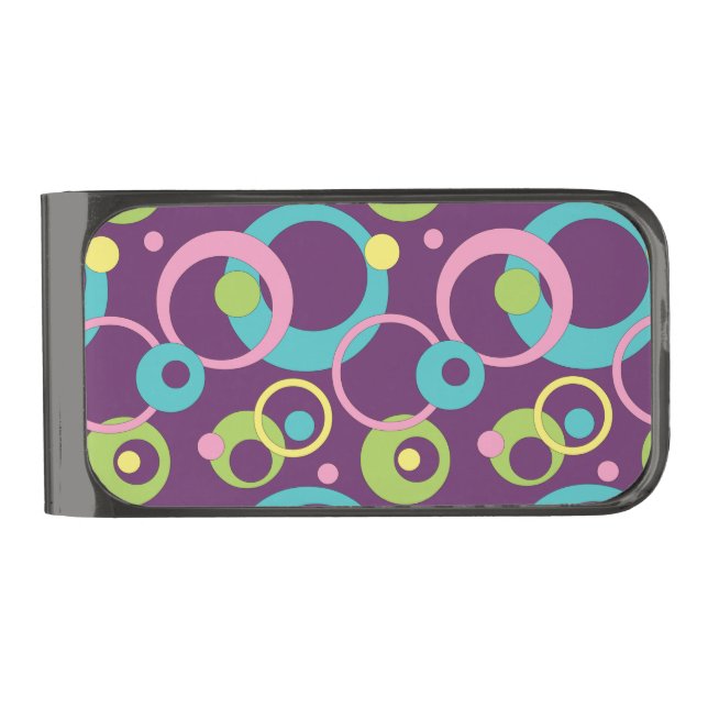 Funky Purple Circles Money Clip (Front)