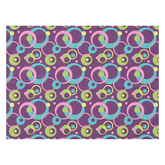 Funky Purple Circles Tablecloth (Front (Horizontal))