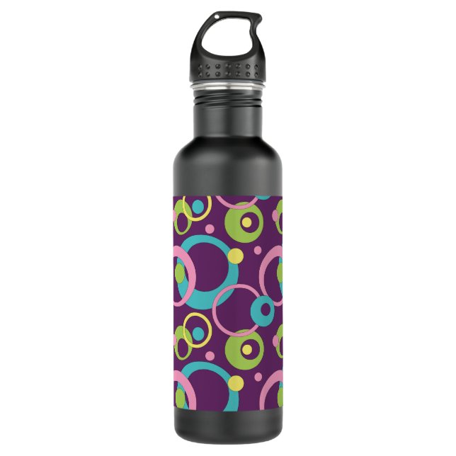 Funky Purple Circles Water Bottle (Front)