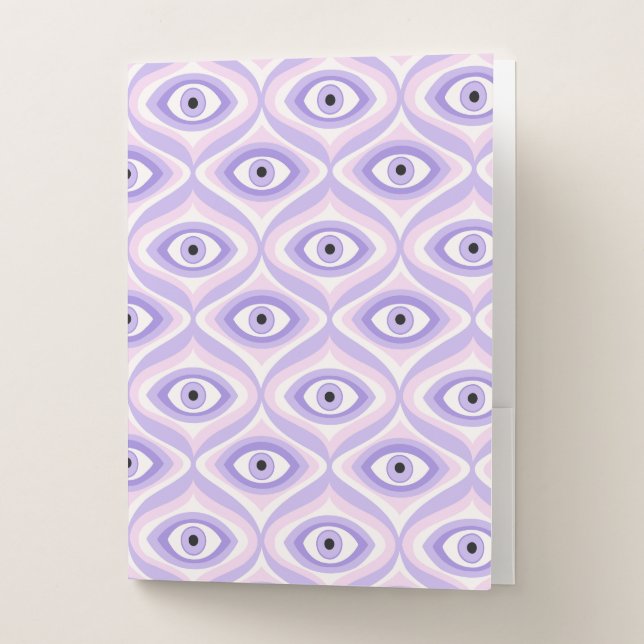 Funky Purple Eye: Retro Modern Psychedelic Pattern Pocket Folder (Front)