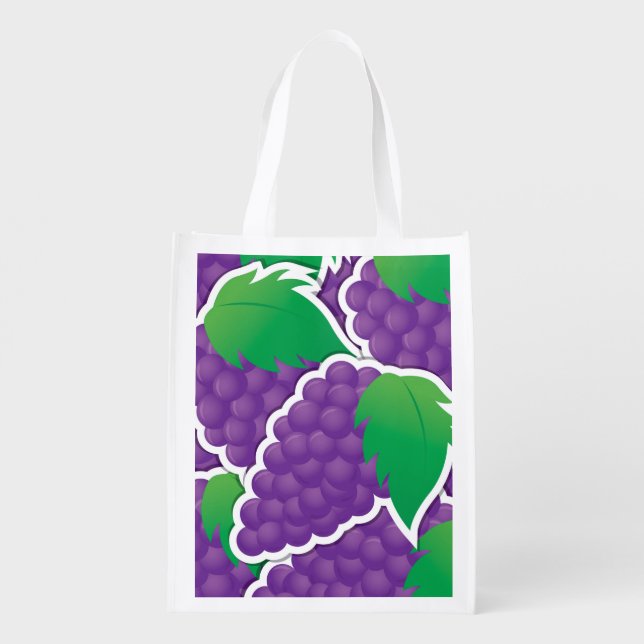 Funky purple grapes grocery bag (Back)