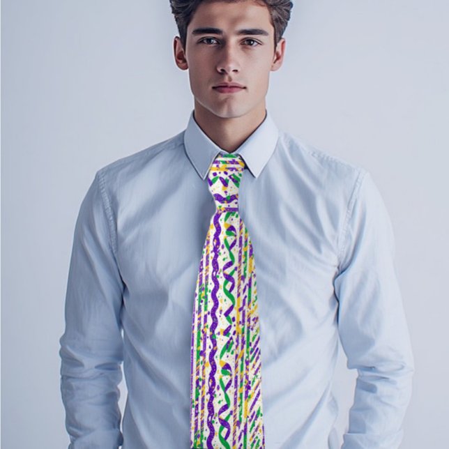 Funky Purple Green Gold Stripes Mardi Gras Festive Neck Tie (Funky Purple Green Gold Stripes Mardi Gras Festive Neck Tie)