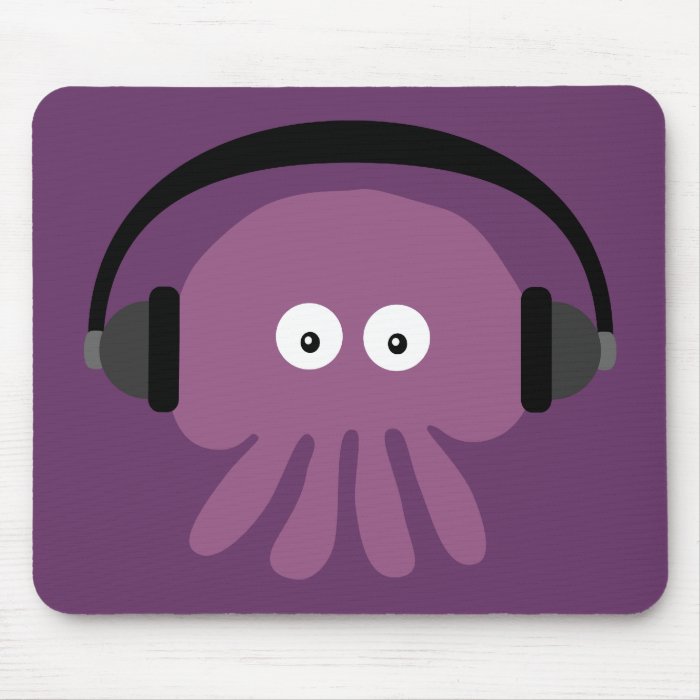 Funky Purple Jellyfish With Headphones Mousepad