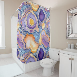 Funky Purple Mix Abstract Geode Agate Pattern Shower Curtain