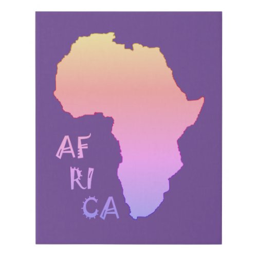 Funky Purple Pink Africa African Continent Map Faux Canvas Print