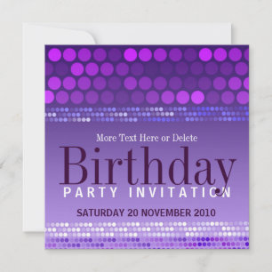 Funky Purple Pink Party Birthday Invitation