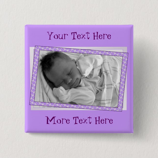 Funky Purple Polkadot Frame Button (Front)