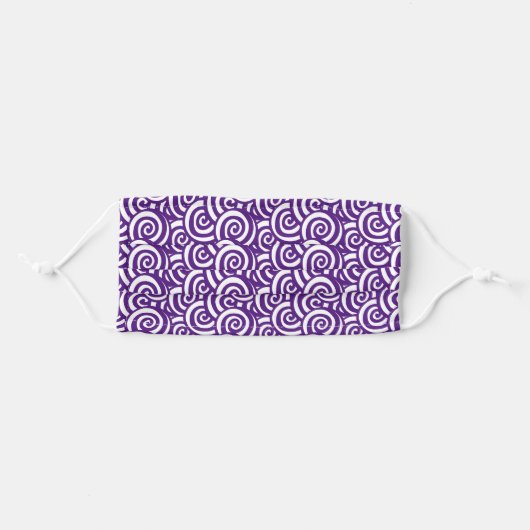 Funky Purple Swirls Adult Cloth Face Mask (Front, Folded)