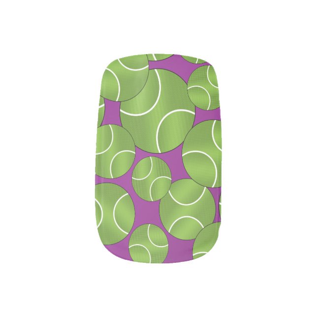 Funky purple tennis balls minx nail art (Right Thumb)