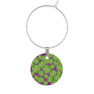 Funky purple tennis balls wine charm