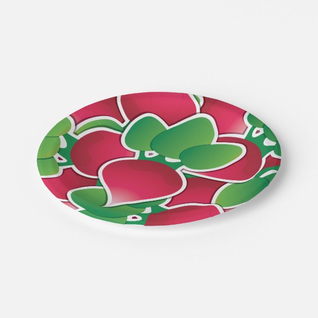 Funky radish paper plates (Angled)