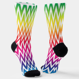 Funky Rainbow Chevron Pattern Colorful Socks