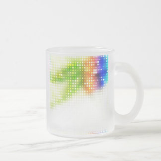 Funky Rainbow Dots Halftone Frosted Glass Coffee Mug