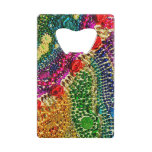 Funky Rainbow Mardi Gras Bead Art Credit Card Bottle Opener