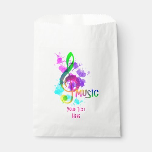 Funky Rainbow Music Note Themed Personalized Favor Bag