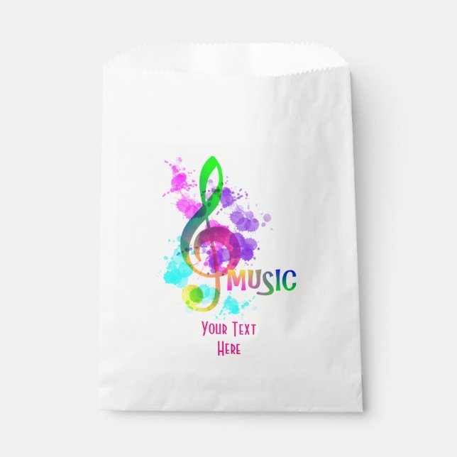 Funky Rainbow Music Note Themed Personalized Favor Bag (Front)