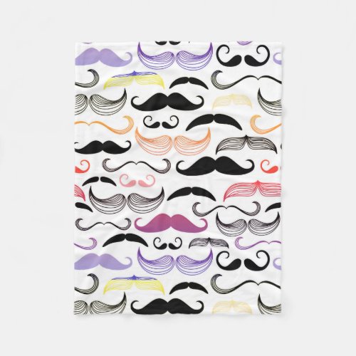 Funky Rainbow Mustache Design Fleece Blanket