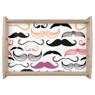 Funky Rainbow Mustache Design Serving Tray
