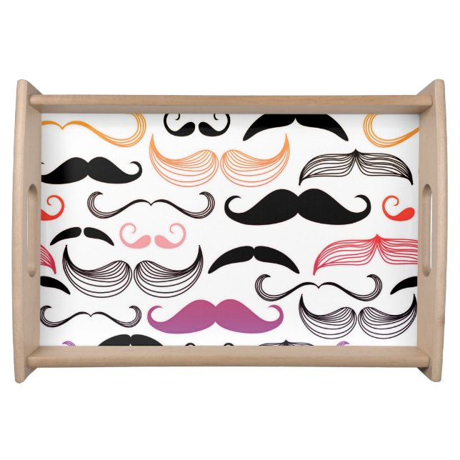 Funky Rainbow Mustache Design Serving Tray (Front)