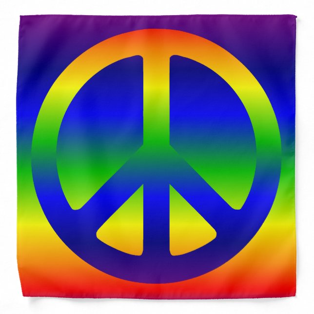 Funky Rainbow Peace Symbol Bandana (Front)