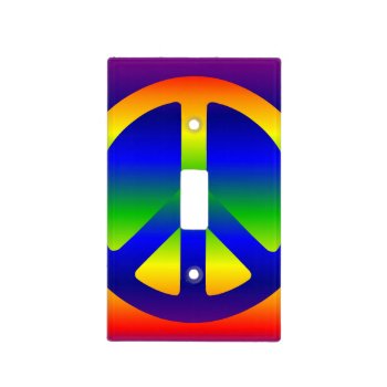Funky Rainbow Peace Symbol Light Switch Cover by peacegifts at Zazzle