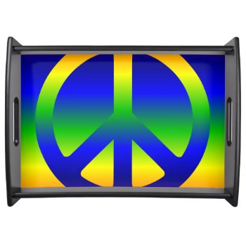 Funky Rainbow Peace Symbol Serving Tray by peacegifts at Zazzle
