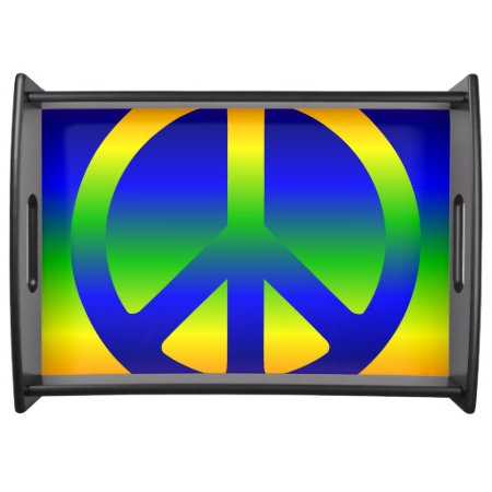 Funky Rainbow Peace Symbol Serving Tray