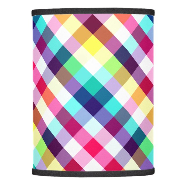 Funky Rainbow Plaid Pattern Lamp Shade (Front)