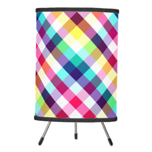 Funky Rainbow Plaid Pattern Tripod Lamp